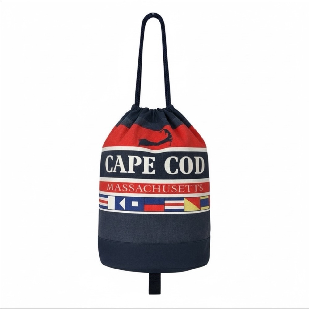 Cape Cod Massachusetts Red and Blue Drawstring Bag